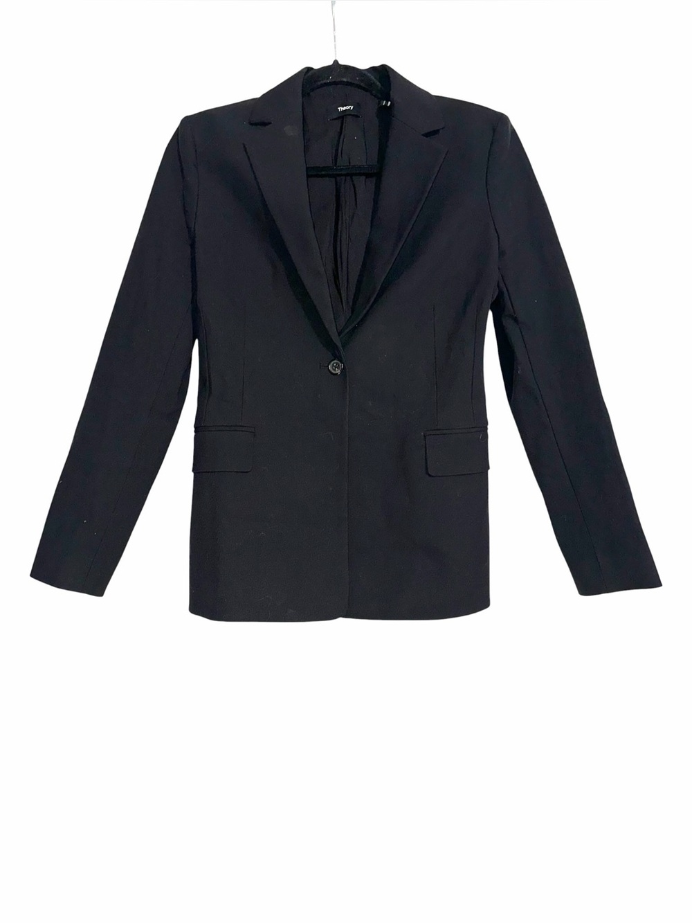 Theory Bistretch Sculpted Black Blazer 4 Long Sleeve Single Button